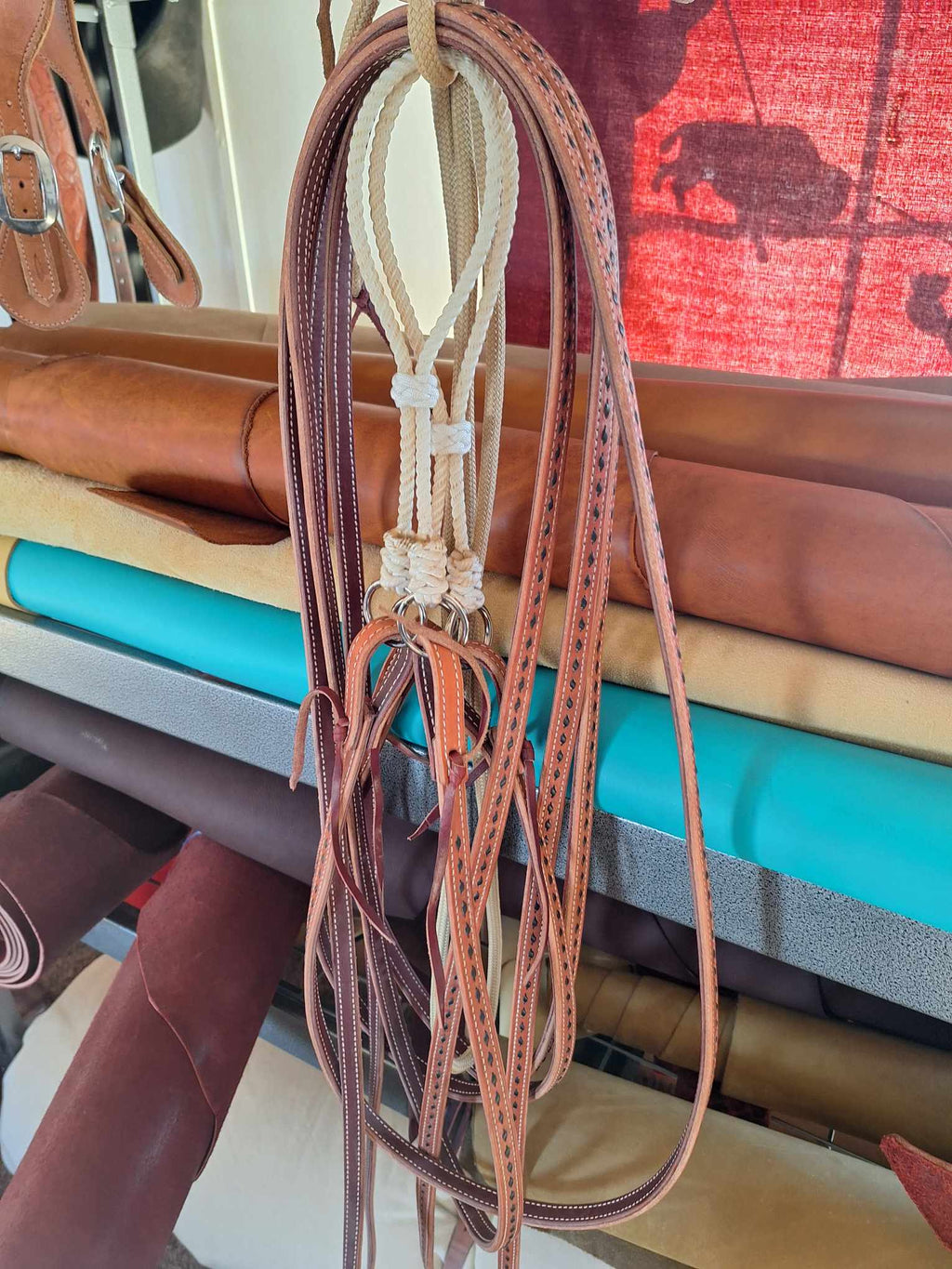 Fully Rigged War Bridle with Buckstitched Split Reins