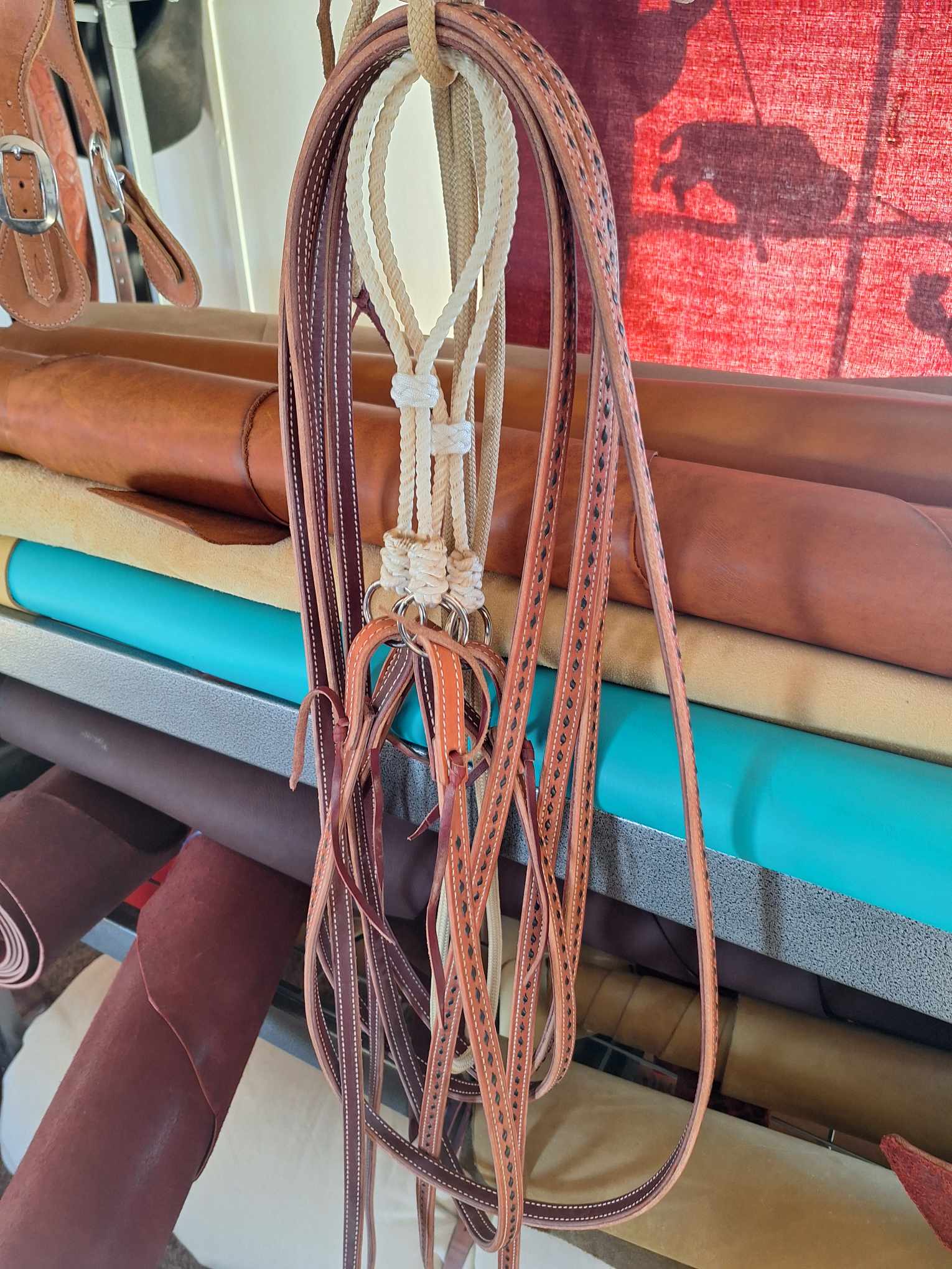 Fully Rigged War Bridle with Buckstitched Split Reins
